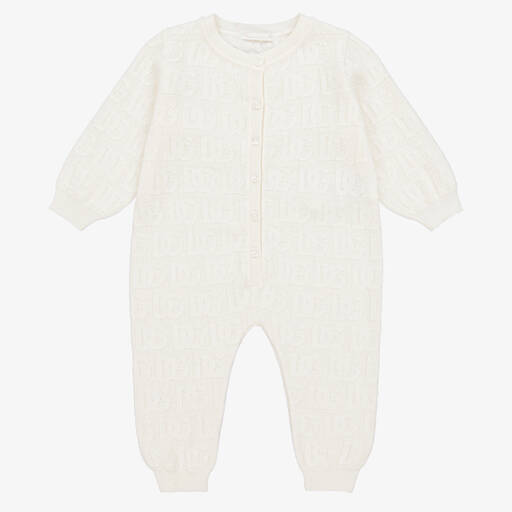 Dolce & Gabbana-Ivory Cotton & Cashmere Baby Romper | Childrensalon Outlet