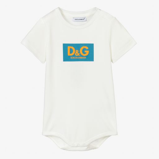 Dolce & Gabbana-Ivory Cotton Logo Bodyvest | Childrensalon Outlet