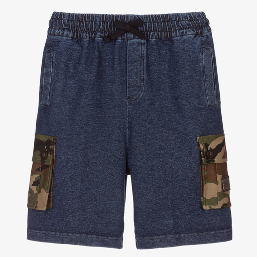 Dolce & Gabbana-Jersey Denim Camouflage Shorts | Childrensalon Outlet