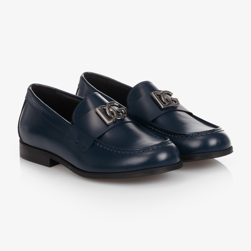 Dolce & Gabbana-Navyblaue Loafers aus Leder | Childrensalon Outlet
