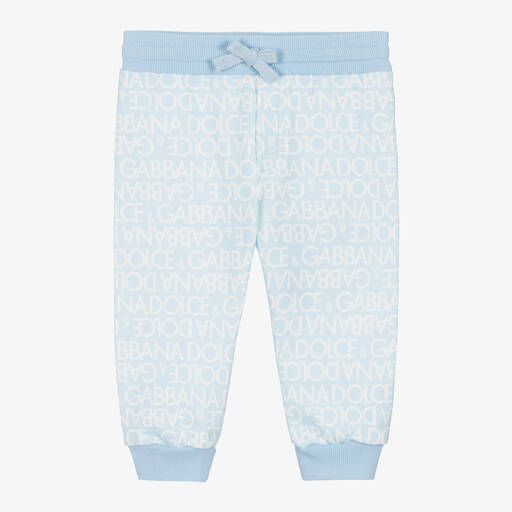 Dolce & Gabbana-Bas de jogging bleu pâle en coton | Childrensalon Outlet