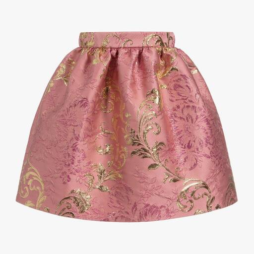 Dolce & Gabbana-Pink & Gold Brocade Skirt  | Childrensalon Outlet