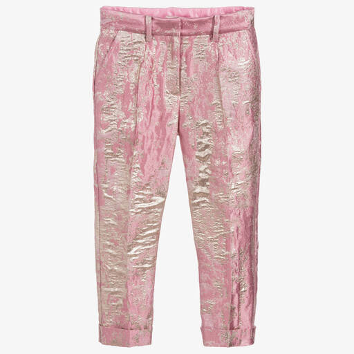 Dolce & Gabbana-Pink & Gold Silk Trousers | Childrensalon Outlet