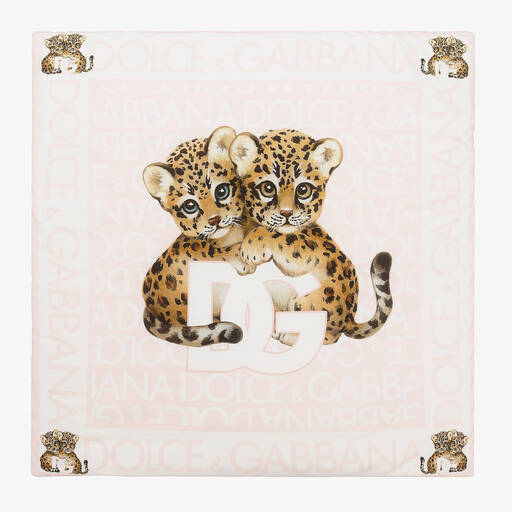 Dolce & Gabbana-Pink Padded Cotton Leopard Blanket (80cm) | Childrensalon Outlet
