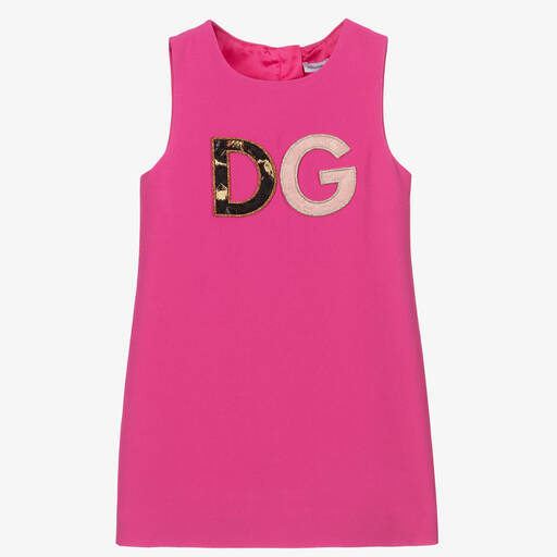 Dolce & Gabbana-Pink Viscose Logo Dress | Childrensalon Outlet
