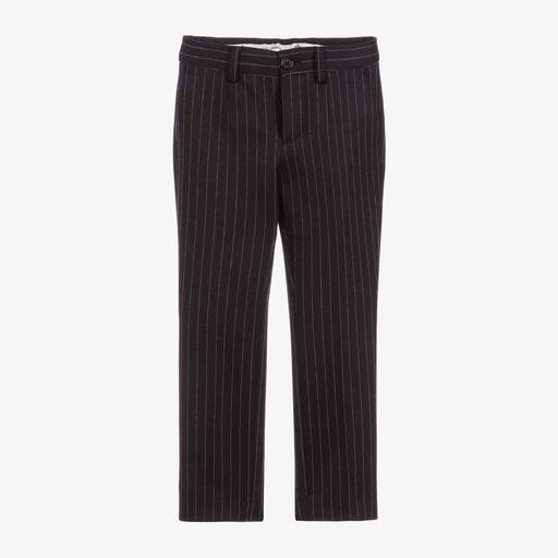 Dolce & Gabbana-Striped Black Wool Trousers | Childrensalon Outlet
