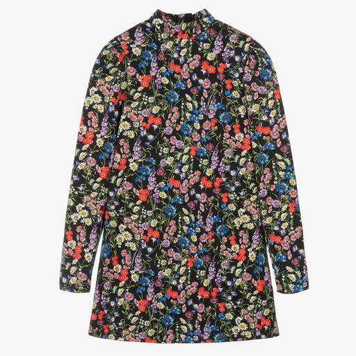 Dolce & Gabbana-Черное платье с высоким воротником в цветочек | Childrensalon Outlet