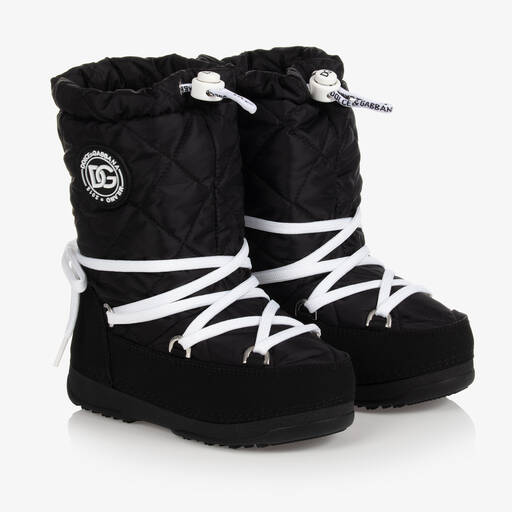 Dolce & Gabbana-Teen Black Logo Snow Boots | Childrensalon Outlet