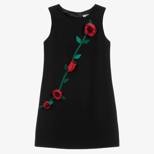 Dolce & Gabbana-Teen Black Roses Dress | Childrensalon Outlet
