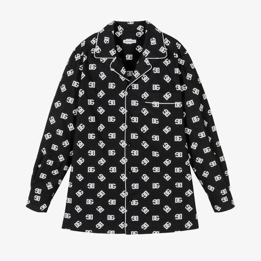 Dolce & Gabbana-Черно-белая рубашка с принтом DG | Childrensalon Outlet