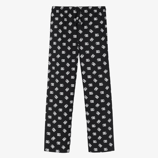 Dolce & Gabbana-Teen Black & White DG Logo Trousers | Childrensalon Outlet