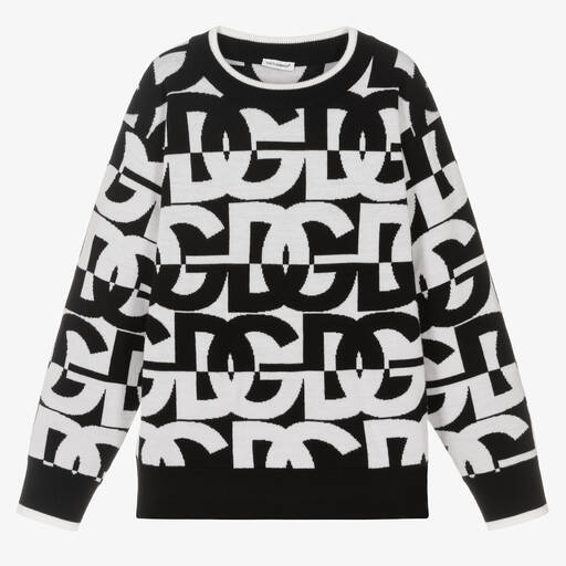 Dolce & Gabbana-Черно-белый шерстяной свитер для подростков | Childrensalon Outlet