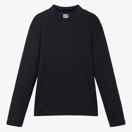 Dolce & Gabbana-Синий топ с высоким воротником DG для подростков | Childrensalon Outlet