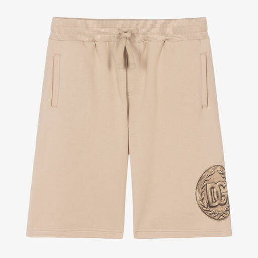 Dolce & Gabbana-Teen Boys Beige Cotton Jersey Coin Shorts | Childrensalon Outlet