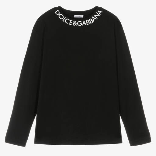 Dolce & Gabbana-Teen Boys Black Cotton Top | Childrensalon Outlet