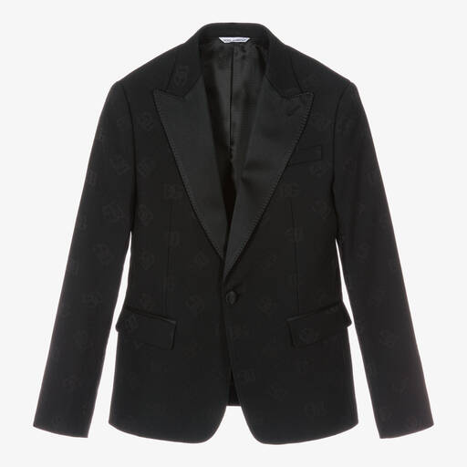 Dolce & Gabbana-Blazer noir en laine DG ado garçon | Childrensalon Outlet