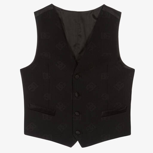 Dolce & Gabbana-Teen Boys Black Wool Blend Waistcoat | Childrensalon Outlet