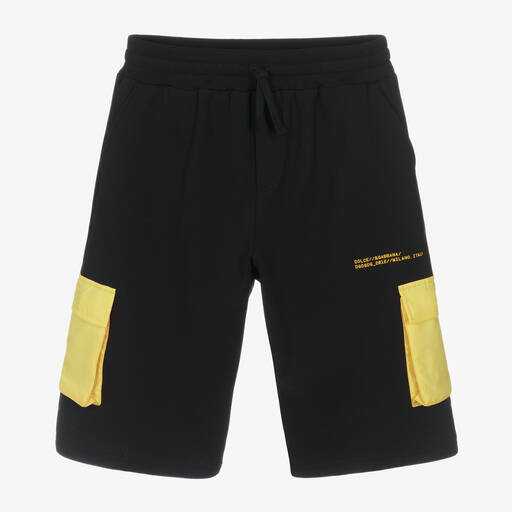 Dolce & Gabbana-Teen Boys Black & Yellow Logo Shorts | Childrensalon Outlet
