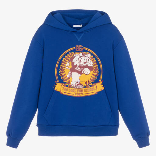 Dolce & Gabbana-Teen Boys Blue Cotton Mascot Hoodie | Childrensalon Outlet