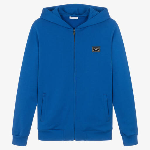 Dolce & Gabbana-Teen Boys Blue Cotton Zip-Up Top | Childrensalon Outlet