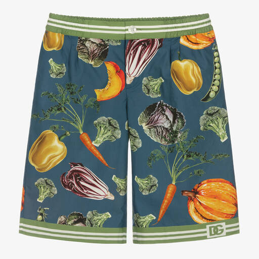 Dolce & Gabbana-Teen Boys Blue Crossover DG Garden Shorts | Childrensalon Outlet