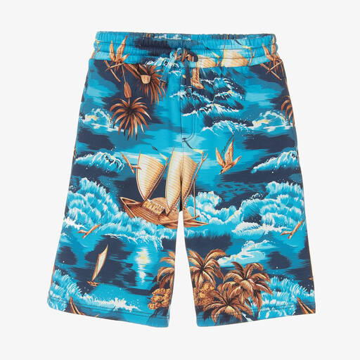 Dolce & Gabbana-Teen Boys Blue Jersey Hawaii Shorts | Childrensalon Outlet
