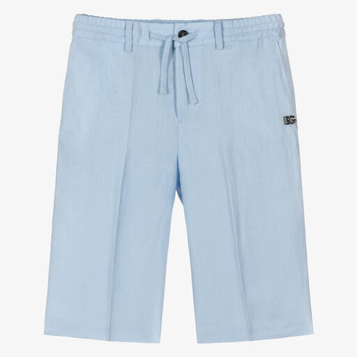 Dolce & Gabbana-Teen Boys Blue Linen Bermuda Shorts | Childrensalon Outlet