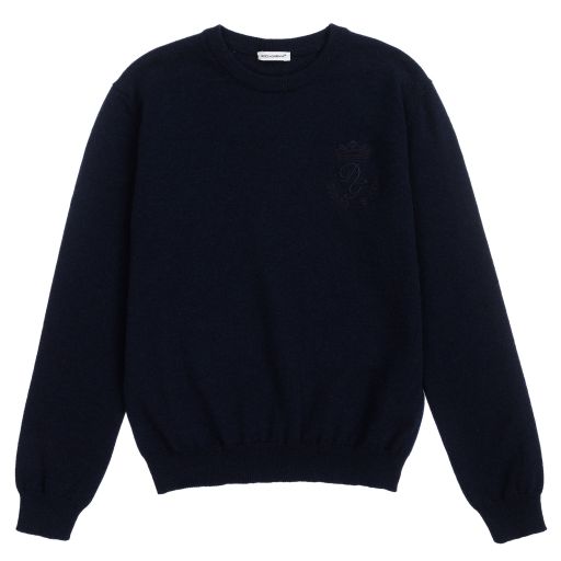 Dolce & Gabbana-Teen Boys Blue Logo Sweater | Childrensalon Outlet