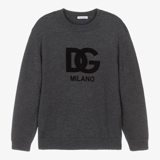 Dolce & Gabbana-Серый вязаный свитер DG Milano для подростков | Childrensalon Outlet