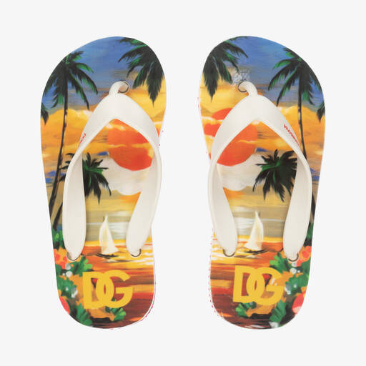Dolce & Gabbana-Teen Boys Hawaiian Print Flip Flops | Childrensalon Outlet