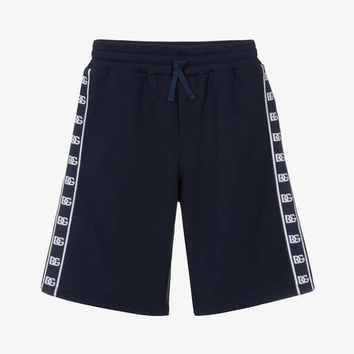 Dolce & Gabbana-Teen Boys Navy Blue Cotton DG Shorts | Childrensalon Outlet