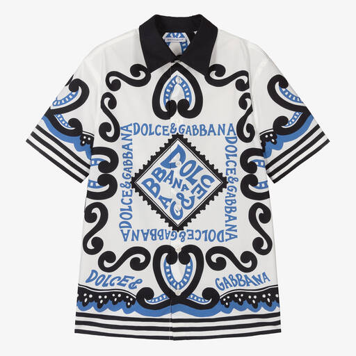 Dolce & Gabbana-Teen Boys White Cotton Marina Shirt | Childrensalon Outlet