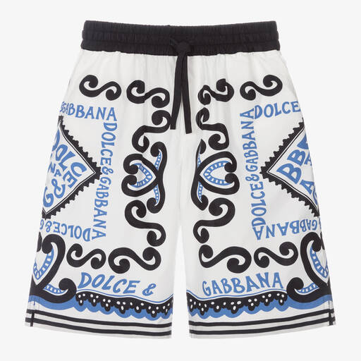 Dolce & Gabbana-Teen Boys White Cotton Marina Shorts | Childrensalon Outlet