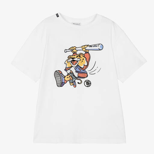 Dolce & Gabbana-تيشيرت أوفرسايز تينز ولادي قطن لون أبيض | Childrensalon Outlet