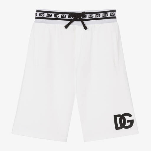 Dolce & Gabbana-Teen Boys White DG Logo Bermuda Shorts | Childrensalon Outlet