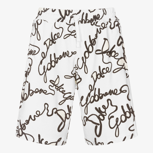 Dolce & Gabbana-Teen Boys White Logo Shorts | Childrensalon Outlet