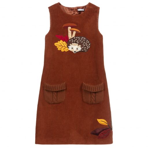 Dolce & Gabbana-Teen Brown Corduroy Dress | Childrensalon Outlet