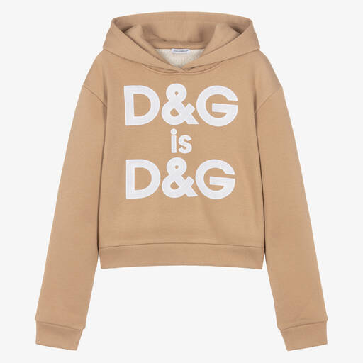 Dolce & Gabbana-Sweat à capuche beige en coton ado | Childrensalon Outlet