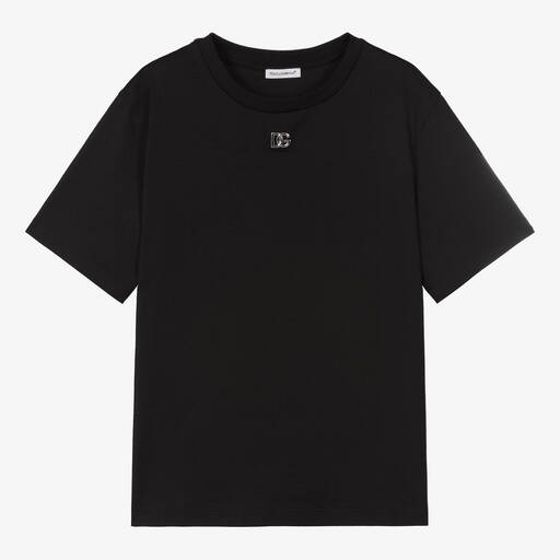 Dolce & Gabbana-Teen Girls Black Cotton DG T-Shirt | Childrensalon Outlet