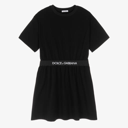 Dolce & Gabbana-فستان تينز بناتي قطن جيرسي لون أسود | Childrensalon Outlet