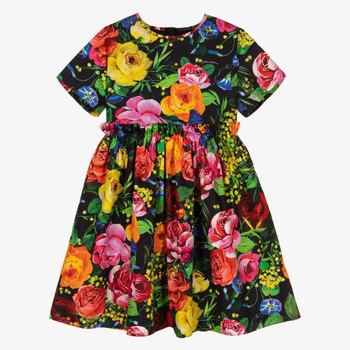 Dolce & Gabbana-Teen Girls Black Floral Dress | Childrensalon Outlet