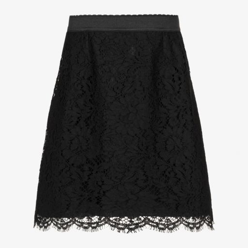 Dolce & Gabbana-Teen Girls Black Lace Skirt  | Childrensalon Outlet
