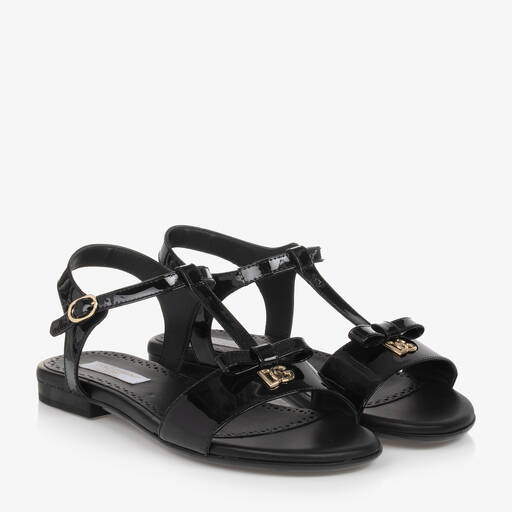 Dolce & Gabbana-Teen Girls Black Patent Leather Sandals | Childrensalon Outlet