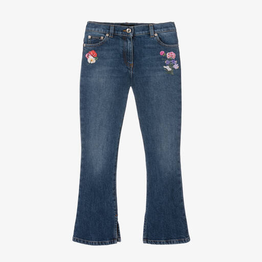 Dolce & Gabbana-Teen Girls Blue Denim Flared Jeans | Childrensalon Outlet