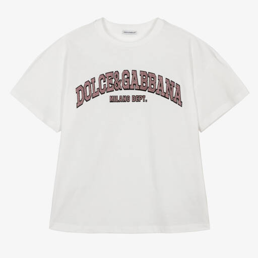 Dolce & Gabbana-تيشيرت قطن لون أبيض للمراهقات | Childrensalon Outlet
