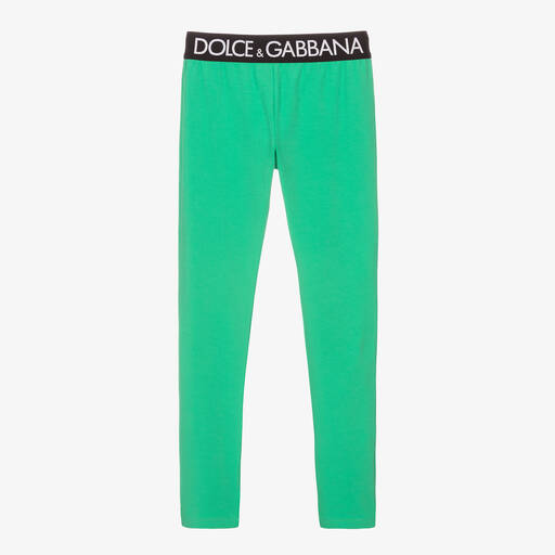 Dolce & Gabbana-Teen Girls Green Logo Leggings | Childrensalon Outlet