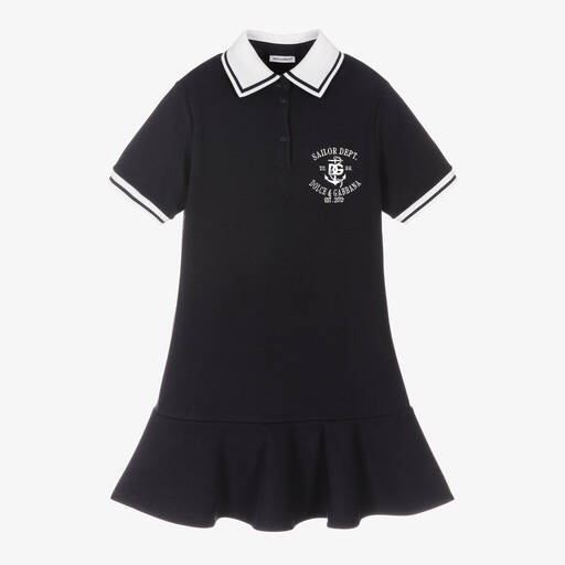 Dolce & Gabbana-Teen Girls Navy Blue Polo Dress | Childrensalon Outlet