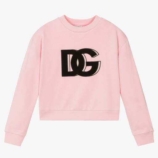 Dolce & Gabbana-سويتشيرت تينز بناتي قطن لون زهري | Childrensalon Outlet