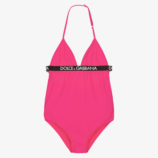 Dolce & Gabbana-Teen Girls Pink Logo Swimsuit | Childrensalon Outlet