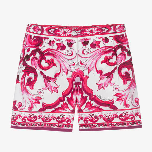 Dolce & Gabbana-Teen Girls Pink & White Cotton Shorts | Childrensalon Outlet